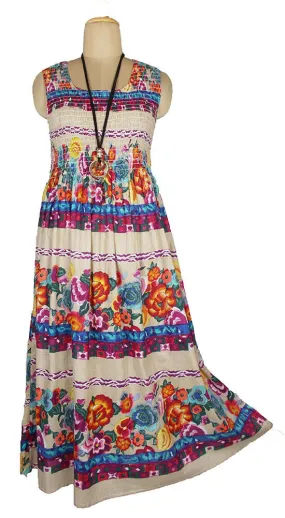 100% cotton sleeveless long dress with magic stretchable chest UK size 10-14