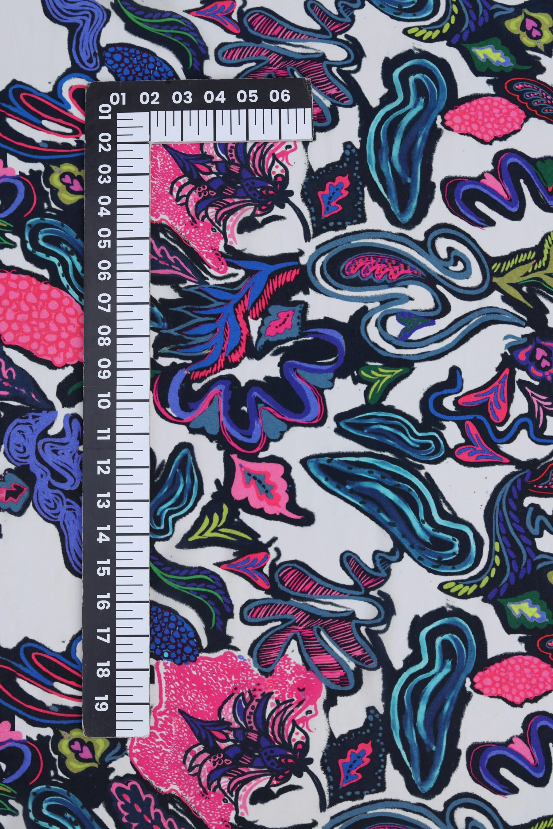 Abstract Floral Natural Crepe Silk Multicolored Fabric