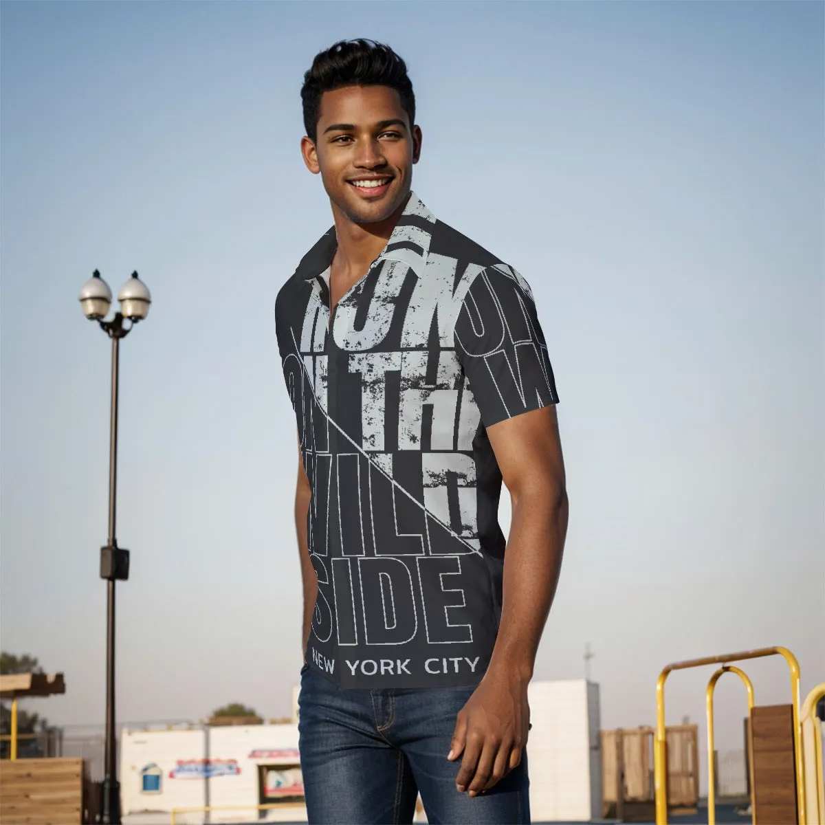 All-Over Print Men's Shirt, j35 run on the wild side print