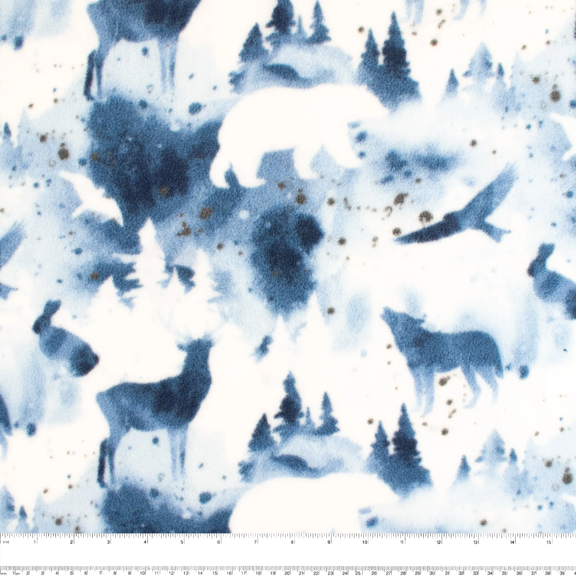 Anti-Pill Fleece Print - SLIPPY - Abstract wildlife - Blue