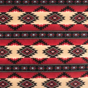 Anti-Pill Fleece Print - SLIPPY - Stripes Navajo - Red