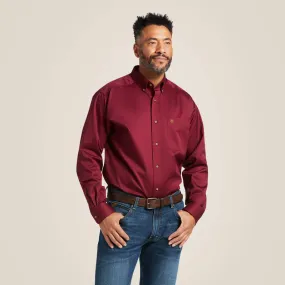 Ariat Mens Soild Twill Classic Fit Burgandy Shirt-10012635