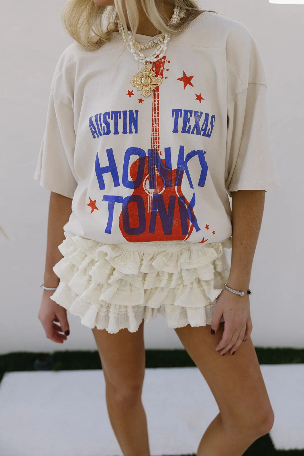 Austin Honky Tonk Oversized Jersey - Dirty White