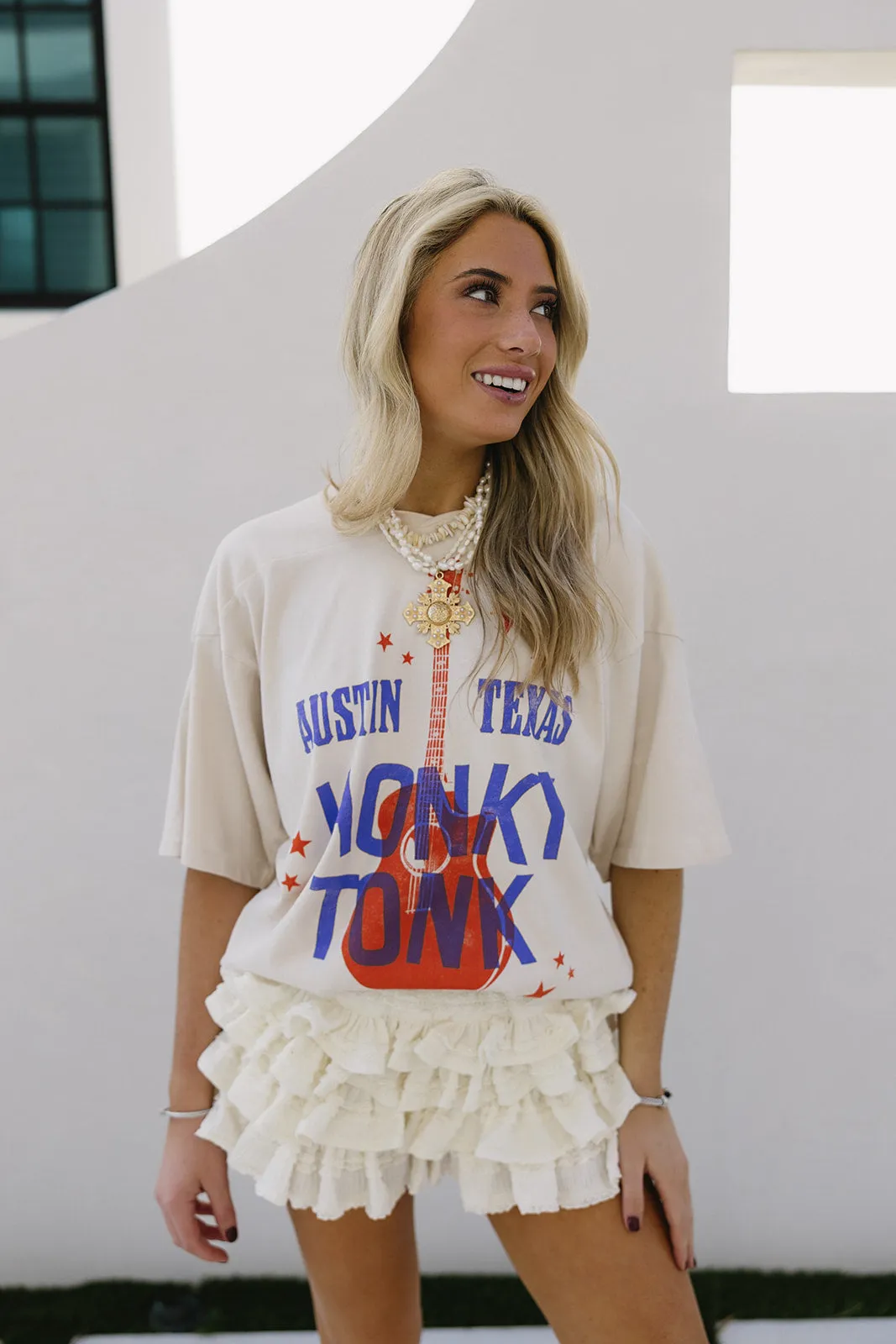 Austin Honky Tonk Oversized Jersey - Dirty White