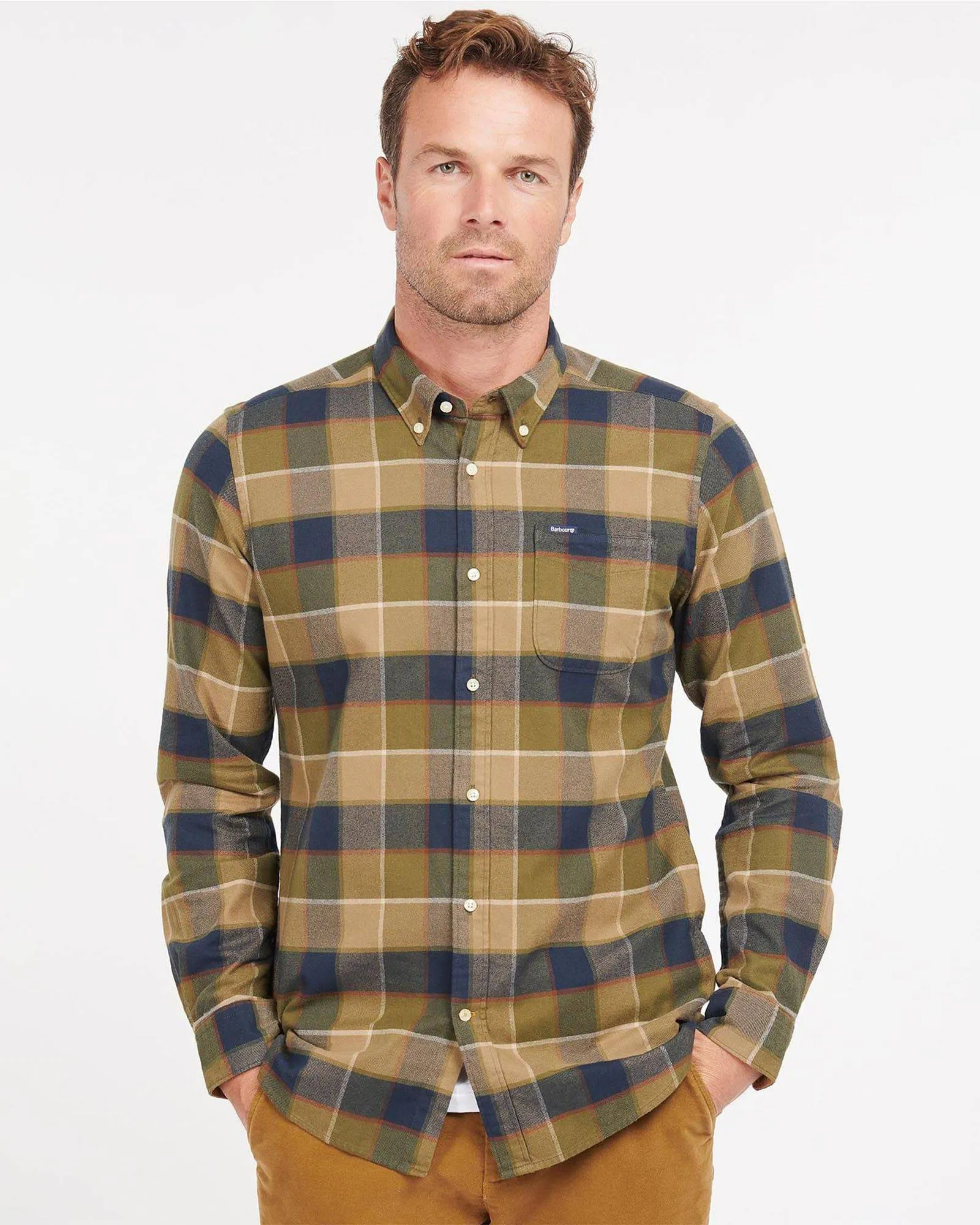 Barbour Valley Tailored Buttondown Collar Shirt in Olive