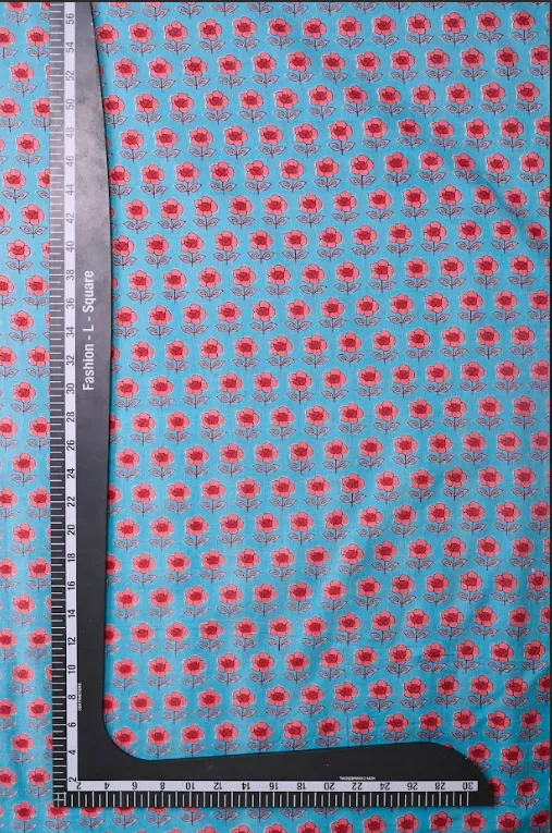 Blue Red Mini Flower Pattern Printed Summer Pure Cotton Fabric