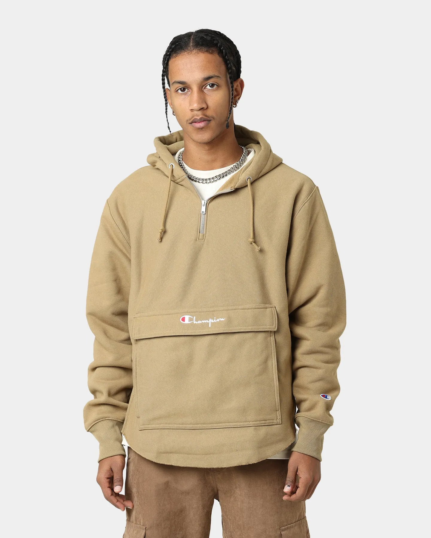 Champion Reverse Weave Boxy Anorak Hoodie Whole Wheat Khaki