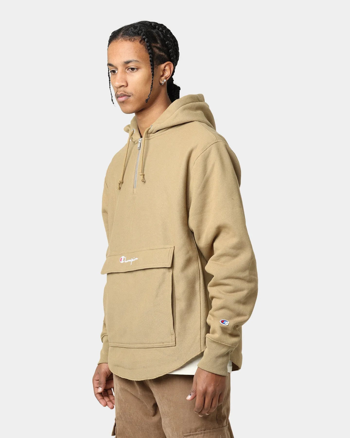 Champion Reverse Weave Boxy Anorak Hoodie Whole Wheat Khaki