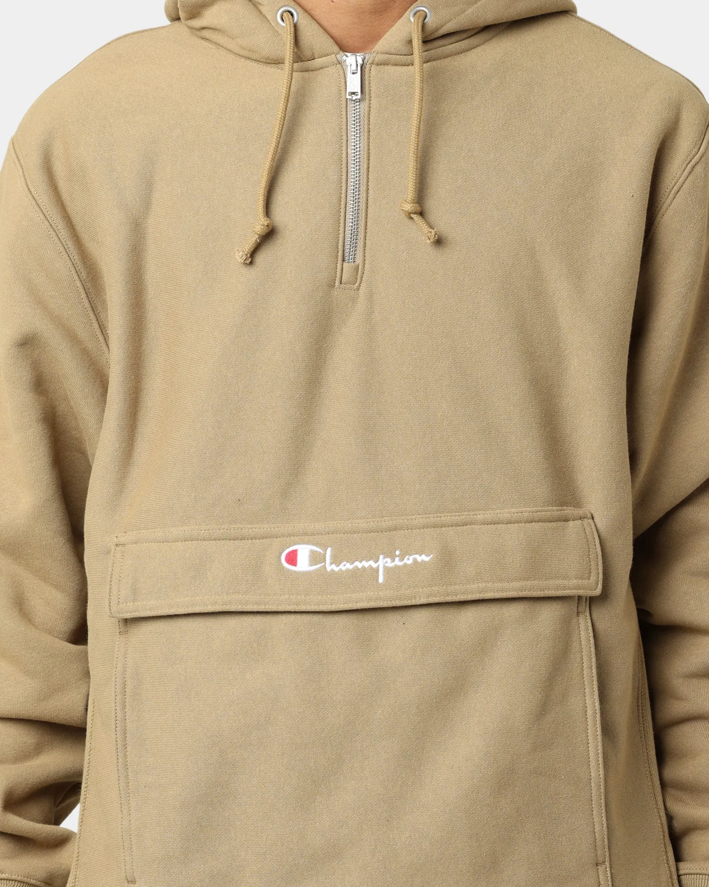 Champion Reverse Weave Boxy Anorak Hoodie Whole Wheat Khaki