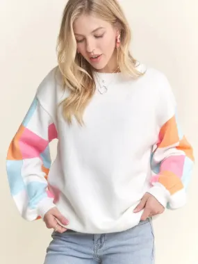 Colorblock Puff Sleeve Sweater