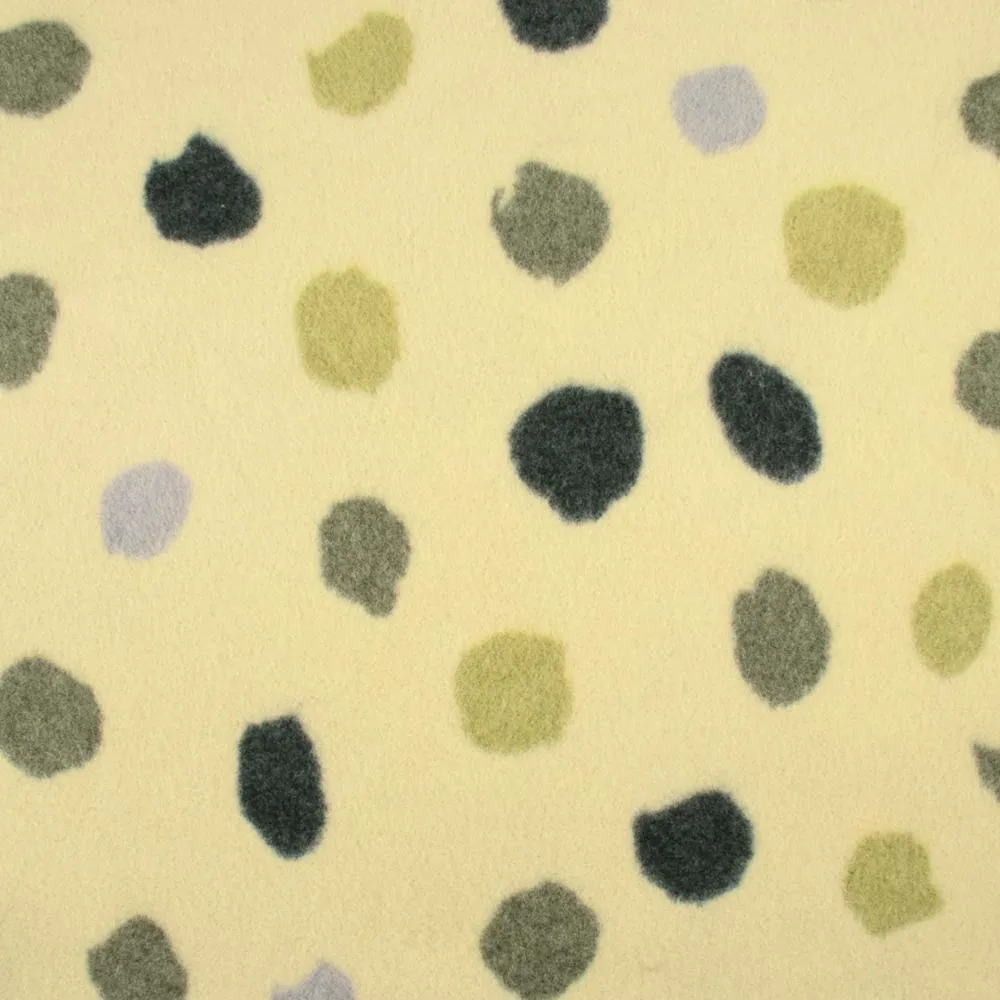 Cotton Fleece Print - Dots - Chartreuse