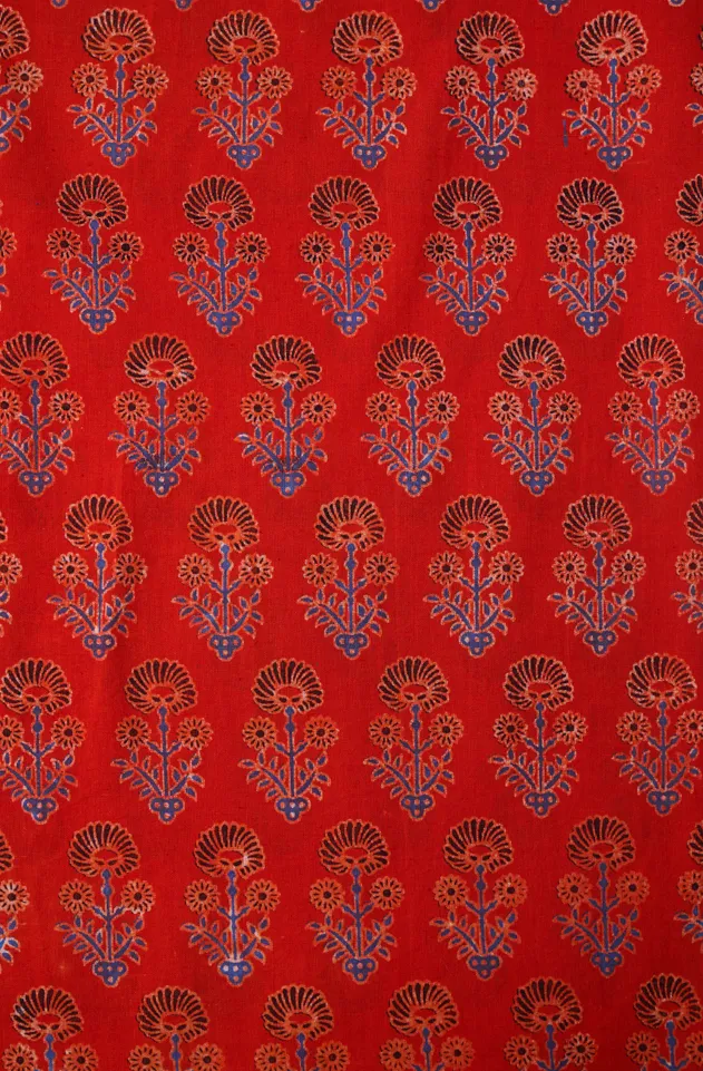 Deep Orange Butti Pattern Printed Summer Pure Cotton Fabric