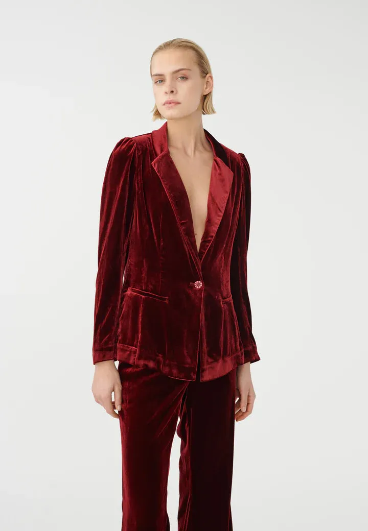 Falula Merlot Velvet Blazer