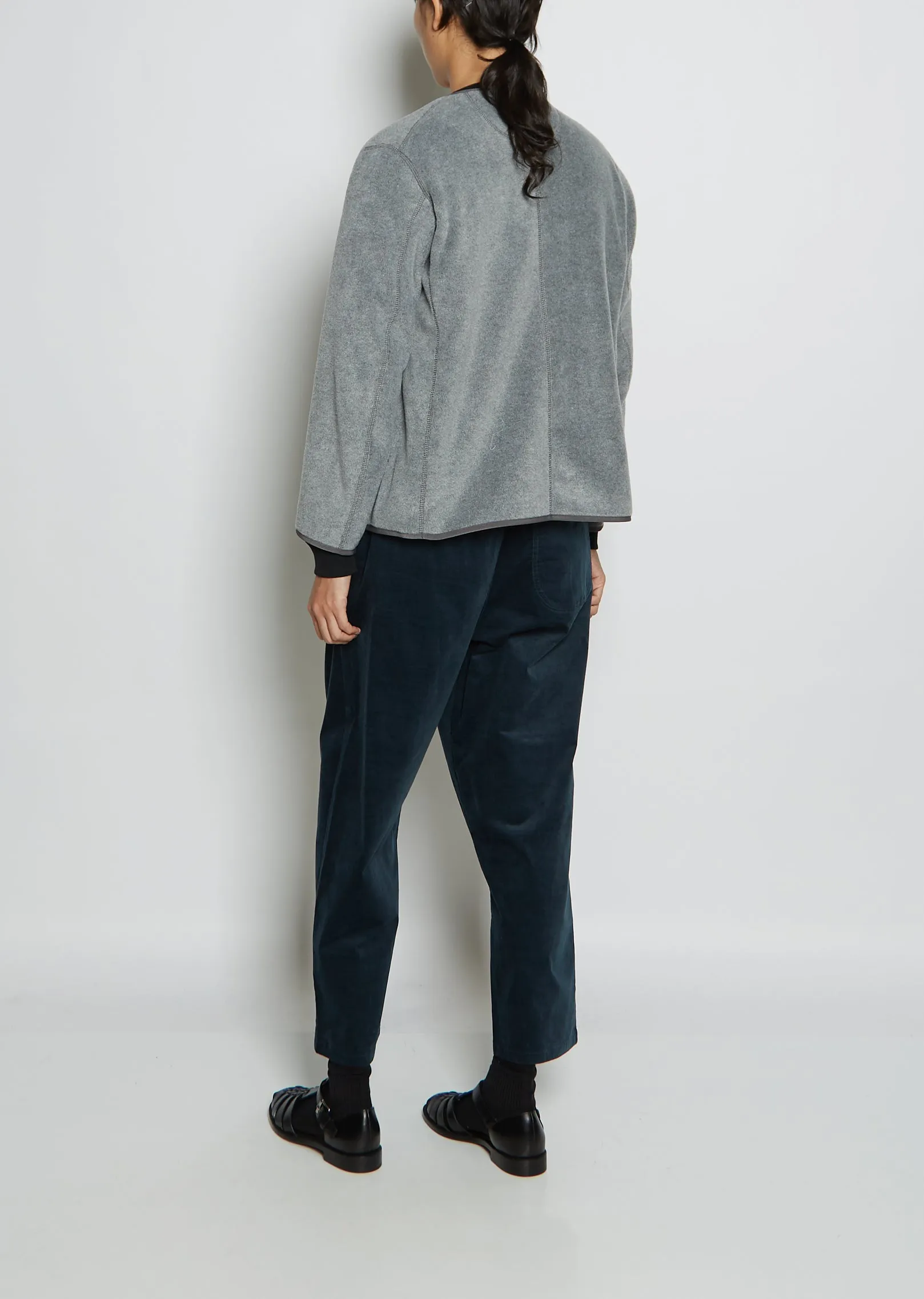 Fleece Collarless Jacket — Grey