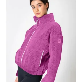 Gym Coffee Womens Industry Fleece High Collar Jacket Crisp Pink