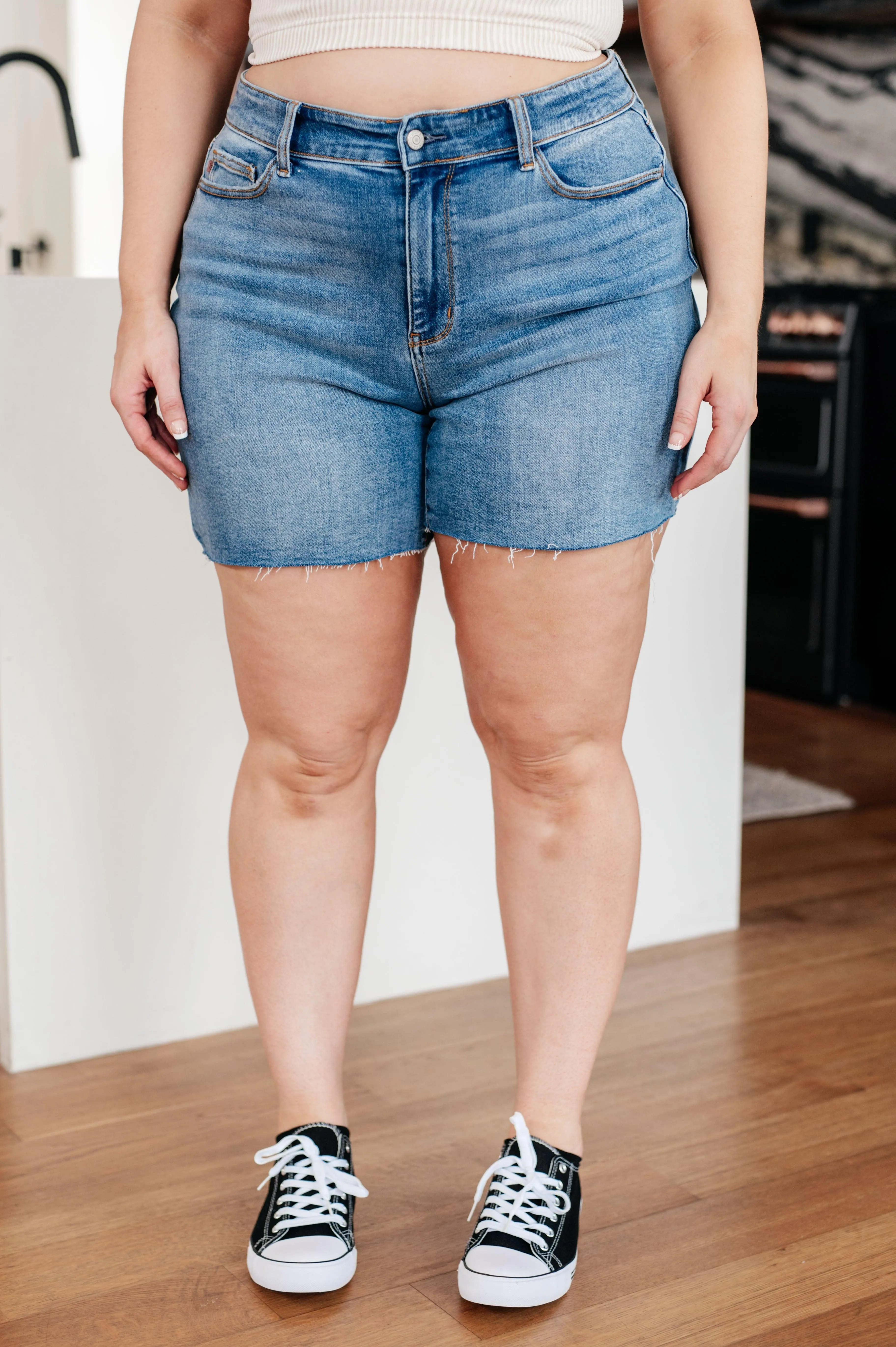 Judy Blue Stretch High Rise Cutoff Denim Shorts