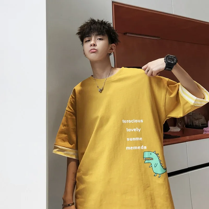 [Korean Style] Bory Cotton Yellow/black T-shirts