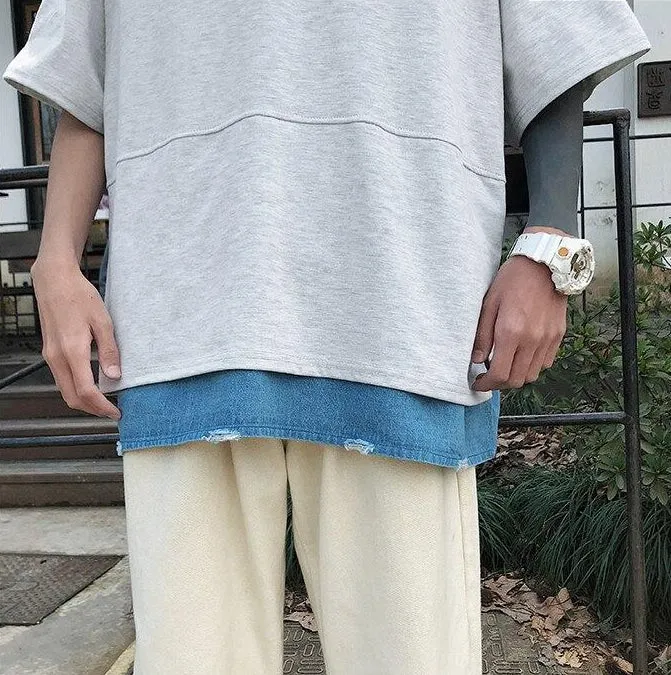 [Korean Style] Denim Layered PK T-shirts