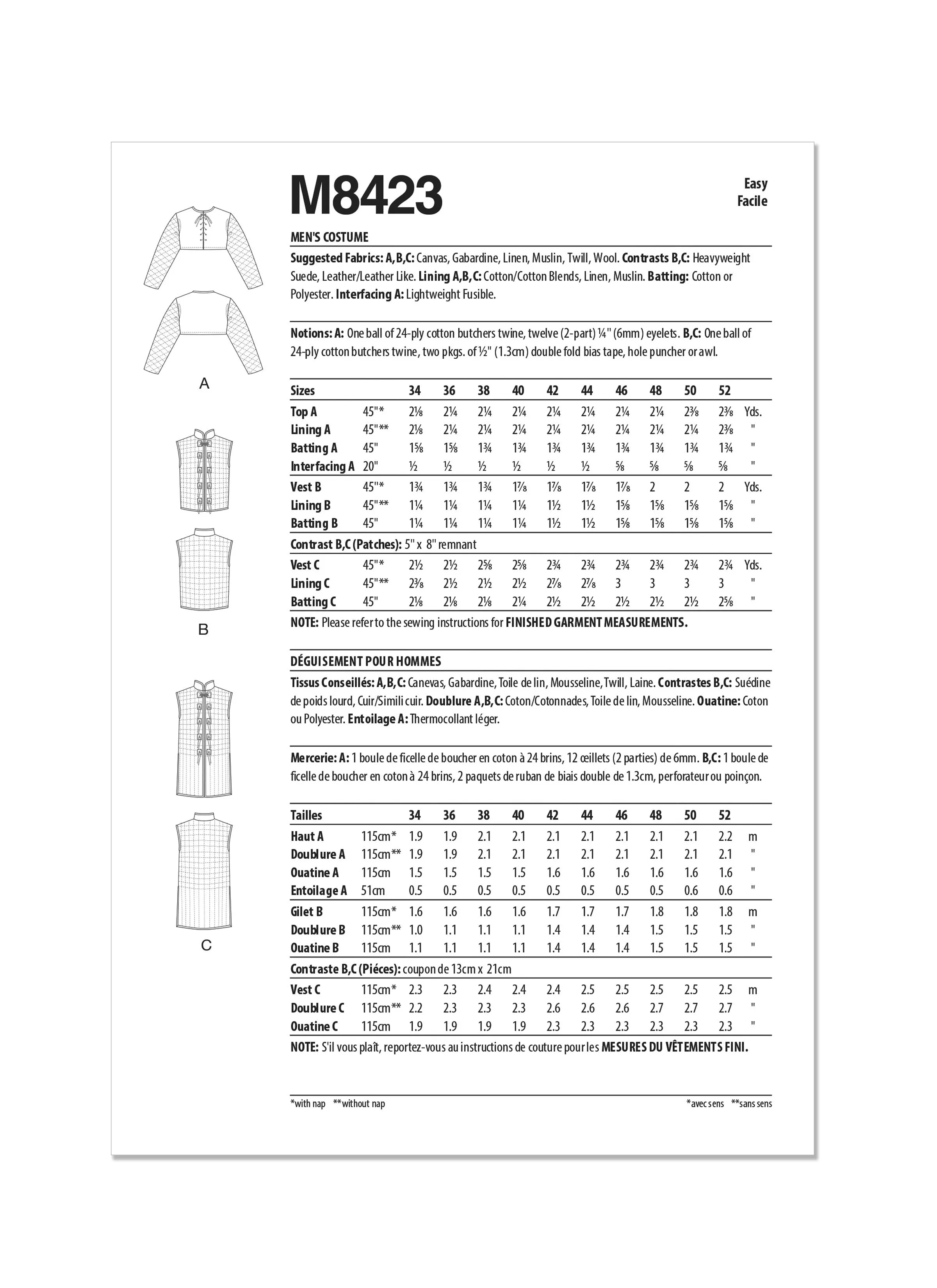 McCall's sewing pattern 8423 Men's Knight Costume