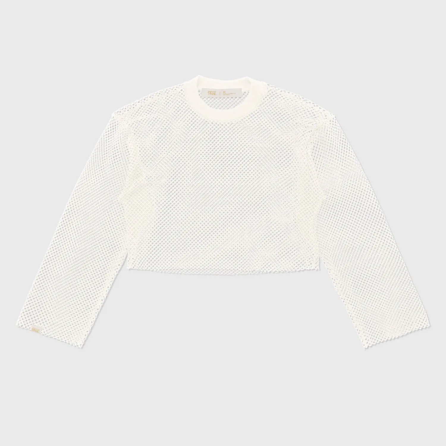 Mesh LS Crop Top - Cream