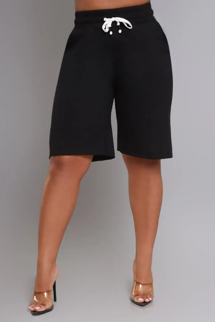 Mess Up High Rise Bermuda Shorts - Black