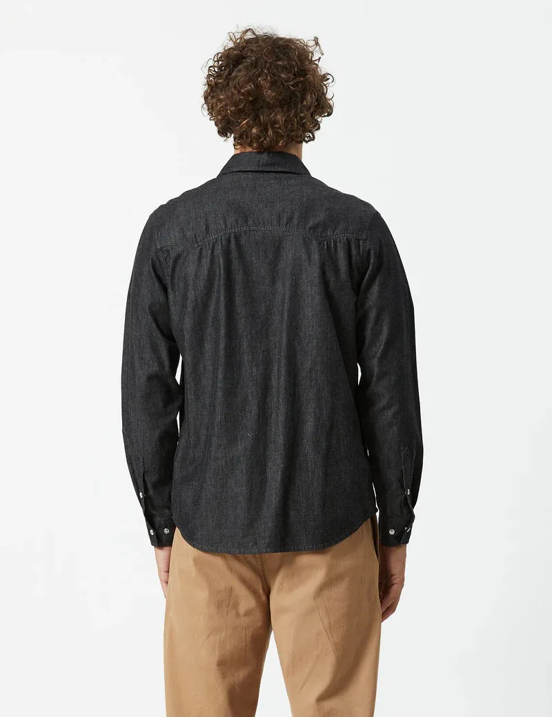 Mr Simple Rancho L/S Shirt Black Chambray