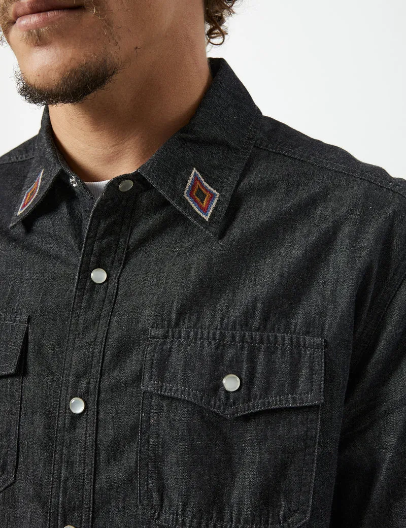 Mr Simple Rancho L/S Shirt Black Chambray