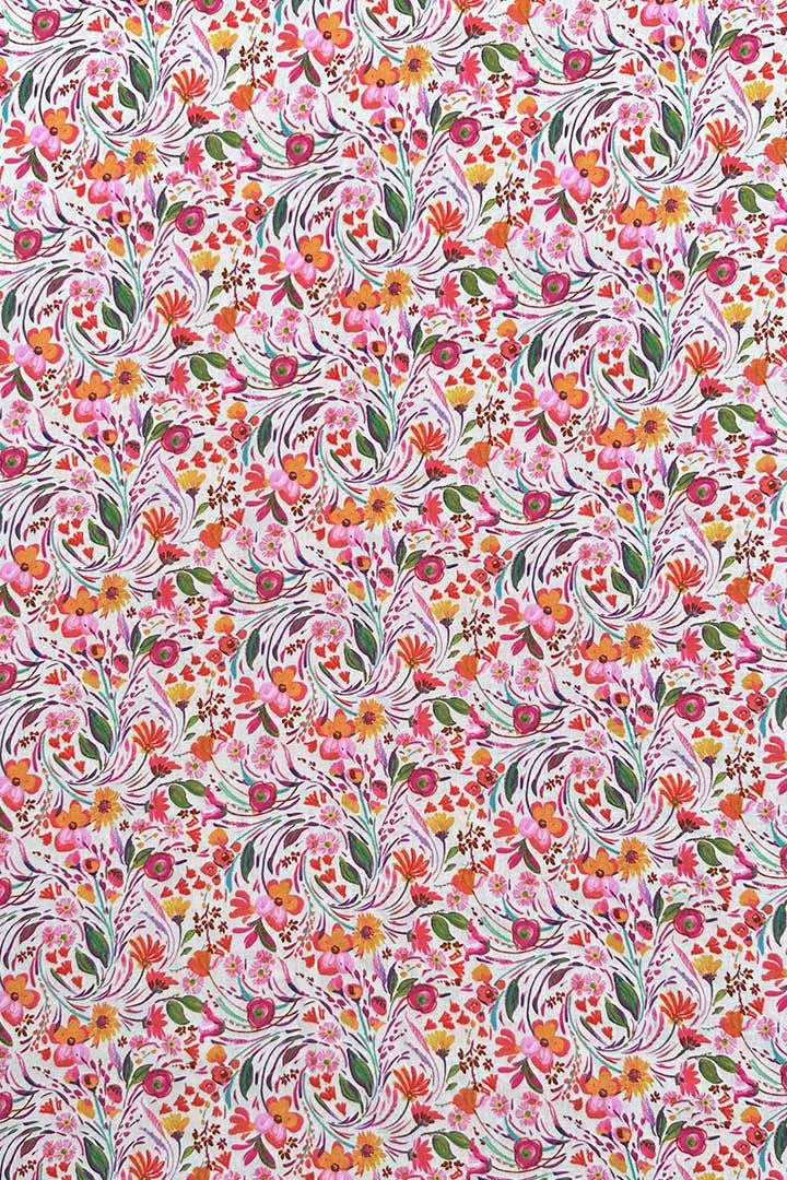 Multicolor Digital Floral Printed Muslin Fabric