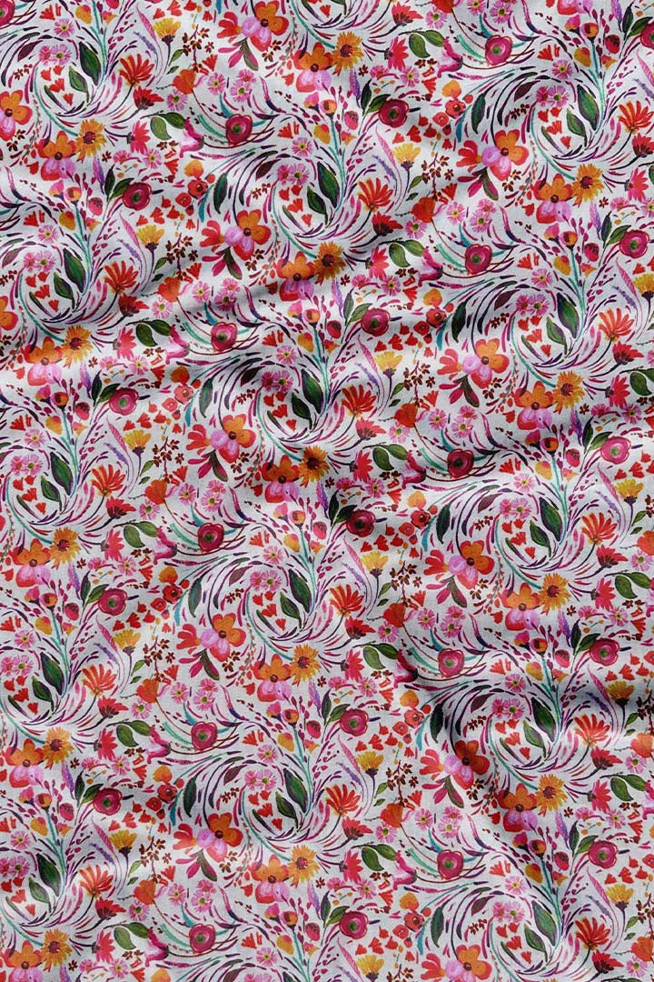 Multicolor Digital Floral Printed Muslin Fabric