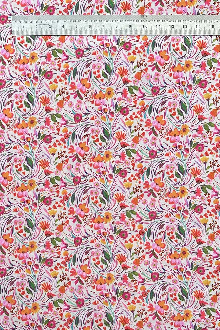 Multicolor Digital Floral Printed Muslin Fabric