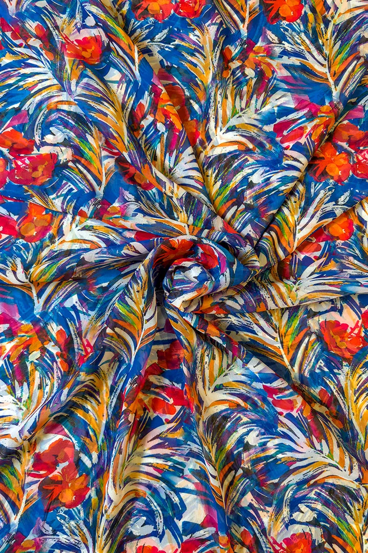 Multicolored Floral Printed Georgette Fabric