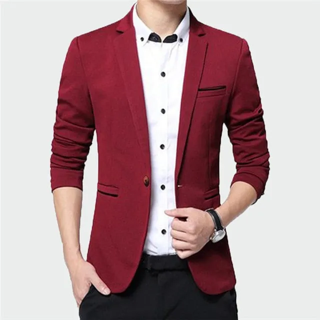 New Men's Blazer Solid Color Suit  Autumn High Quality Casual Coats