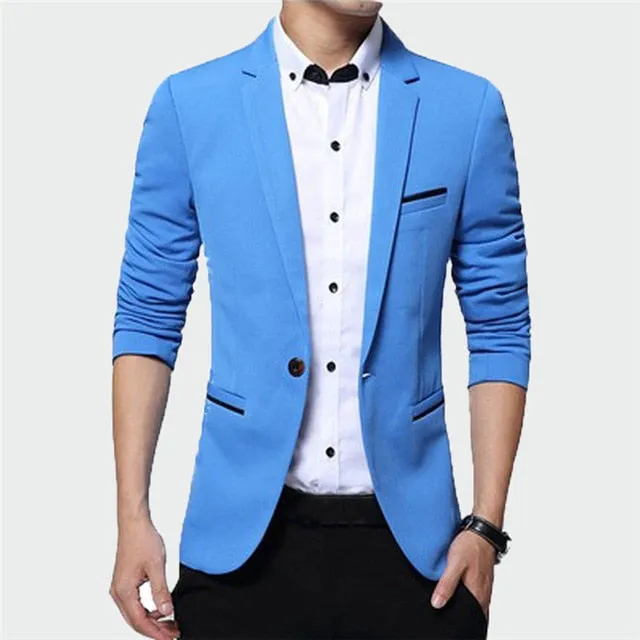 New Men's Blazer Solid Color Suit  Autumn High Quality Casual Coats