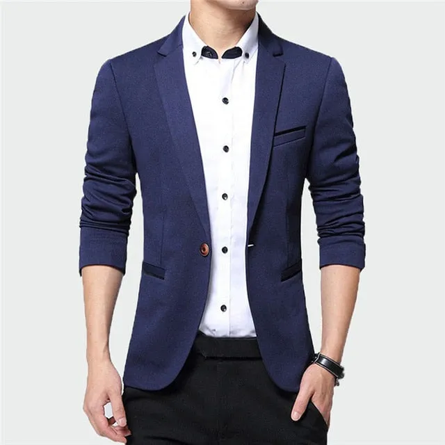 New Men's Blazer Solid Color Suit  Autumn High Quality Casual Coats