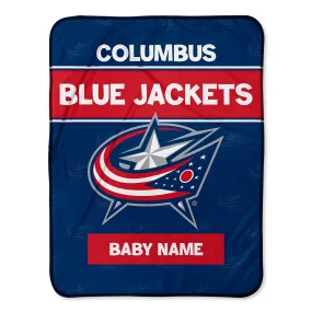 Personalized Columbus Blue Jackets Emblem Baby Pixel Fleece Blanket