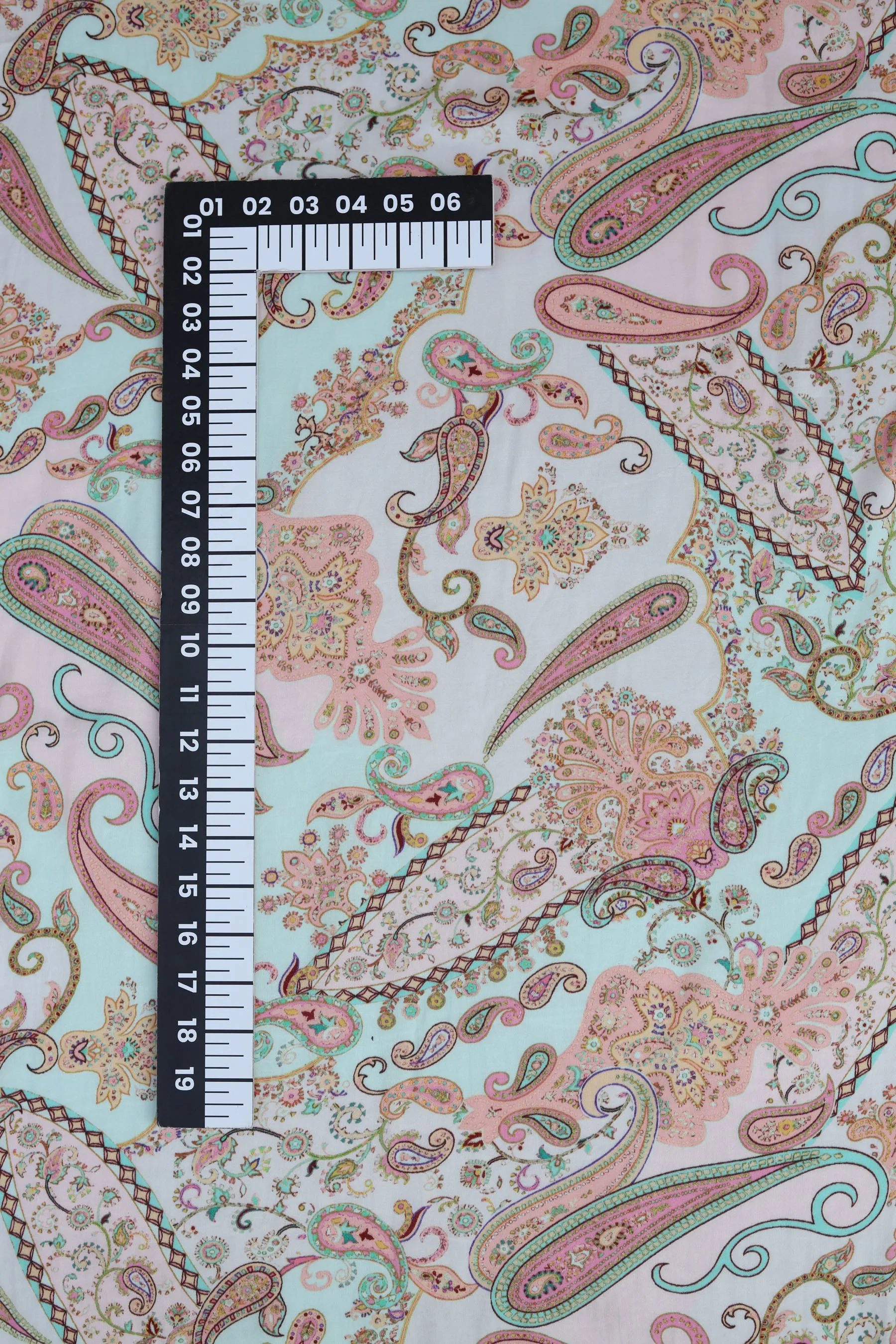 Pista Paisley Printed Gaji Silk Fabric