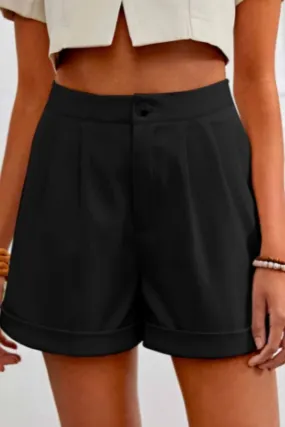 Pleated High Rise Shorts