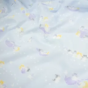 Printed Cotton Voile Design-32 Happy Kitties & Paws on Sky Blue