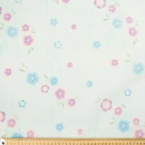 Printed Cotton Voile Design-46 Purple Flowers &  Blue Bamboo on Sky