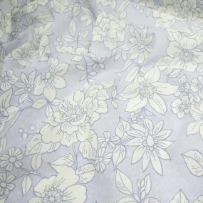 Printed Cotton Voile Design-51 White Big Flowers on Light Blue