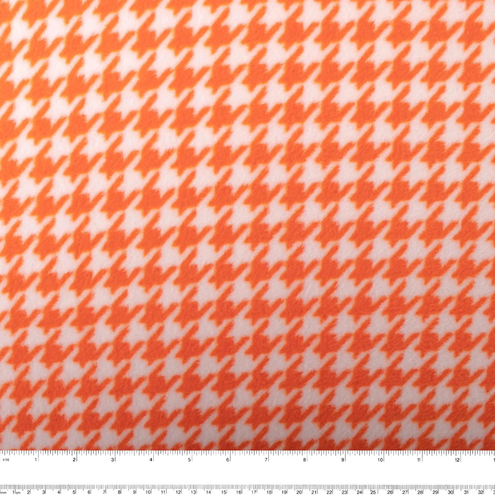 Printed Fleece - OUTBACK - Houndstooth - Orange