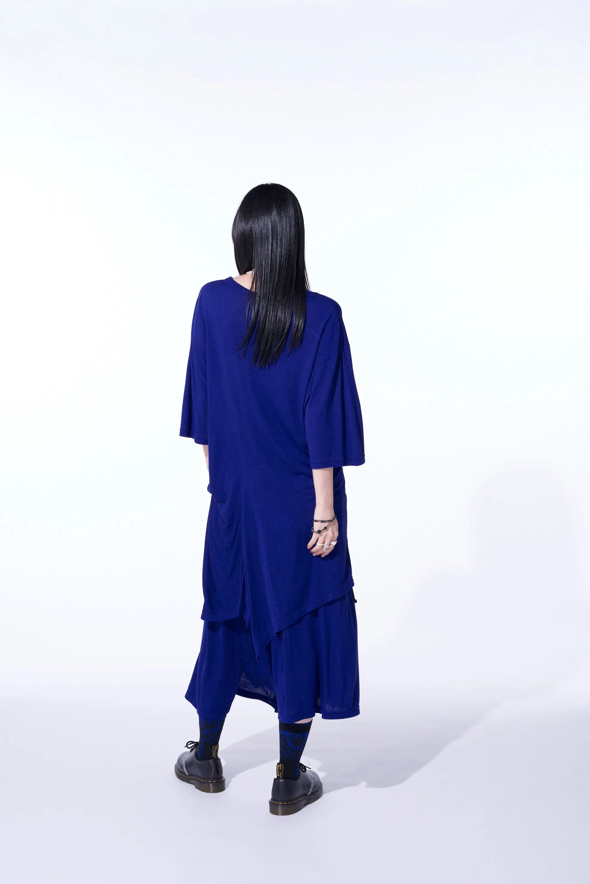 RAYON JERSEY BACK DRAPE FLARE T-SHIRT