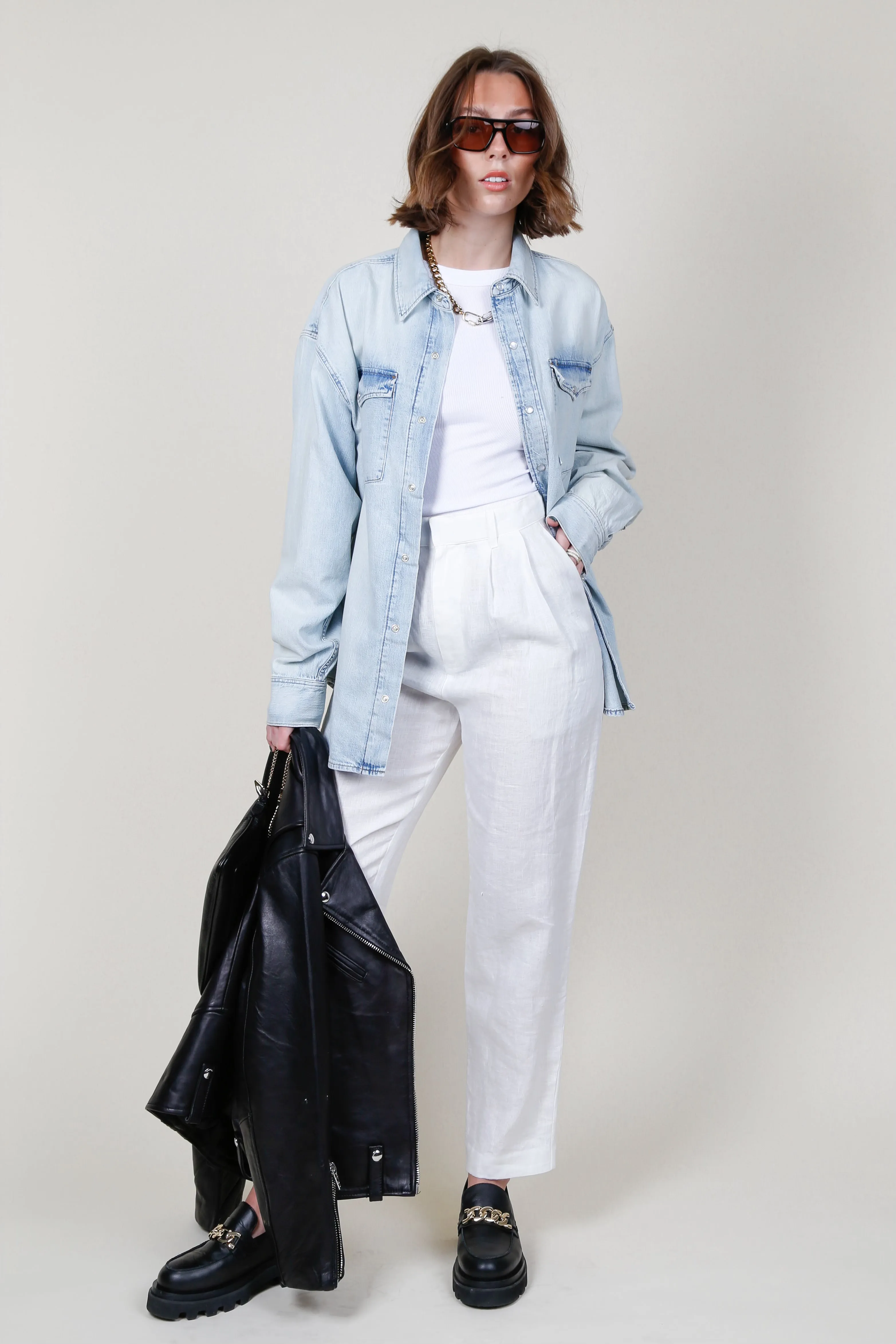 REDONE | Oversized Denim Shirt - Sunfaded Blue