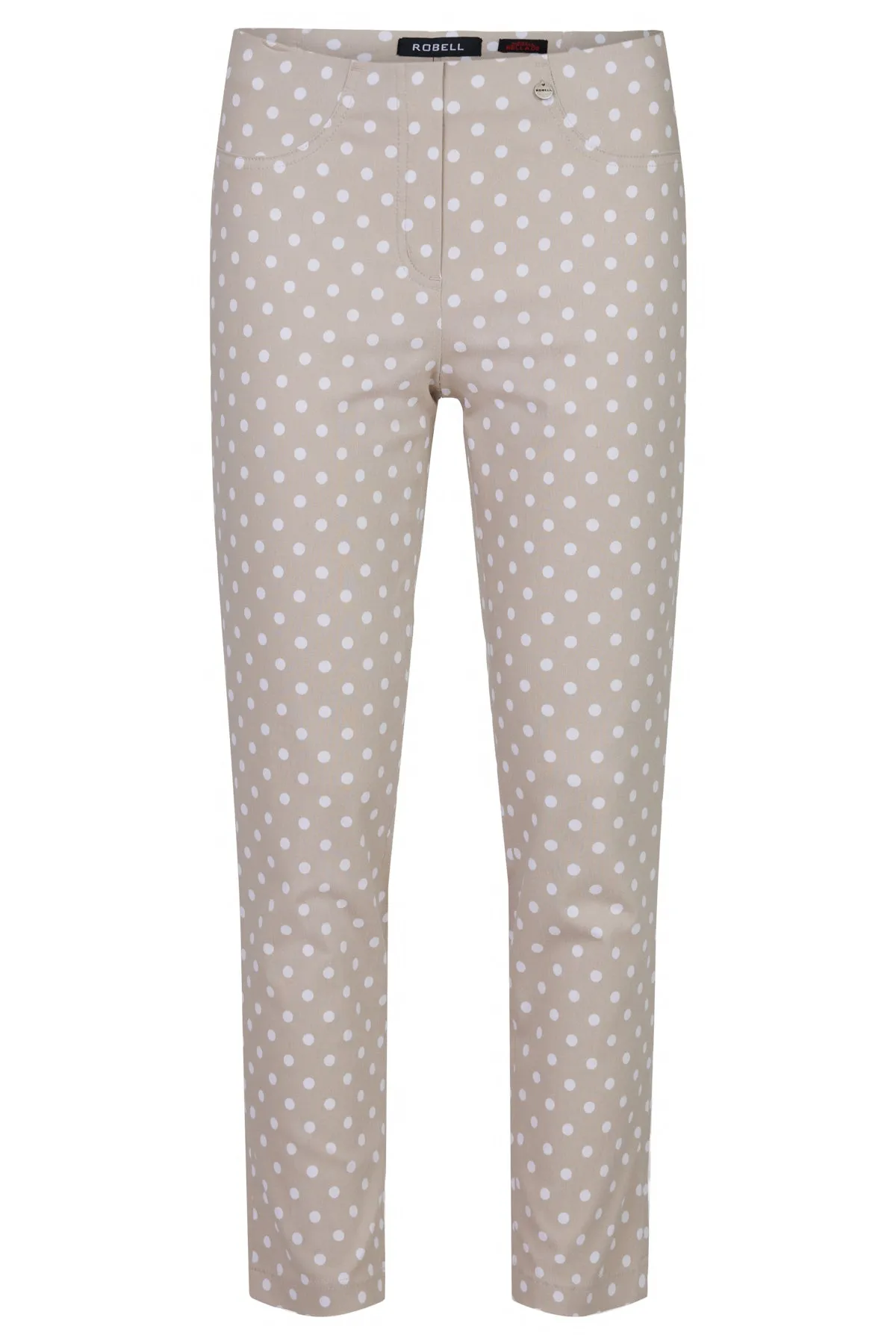 Robell Bella Polka Dot Stretch Trousers . Black/White or Beige/White 51560 54570