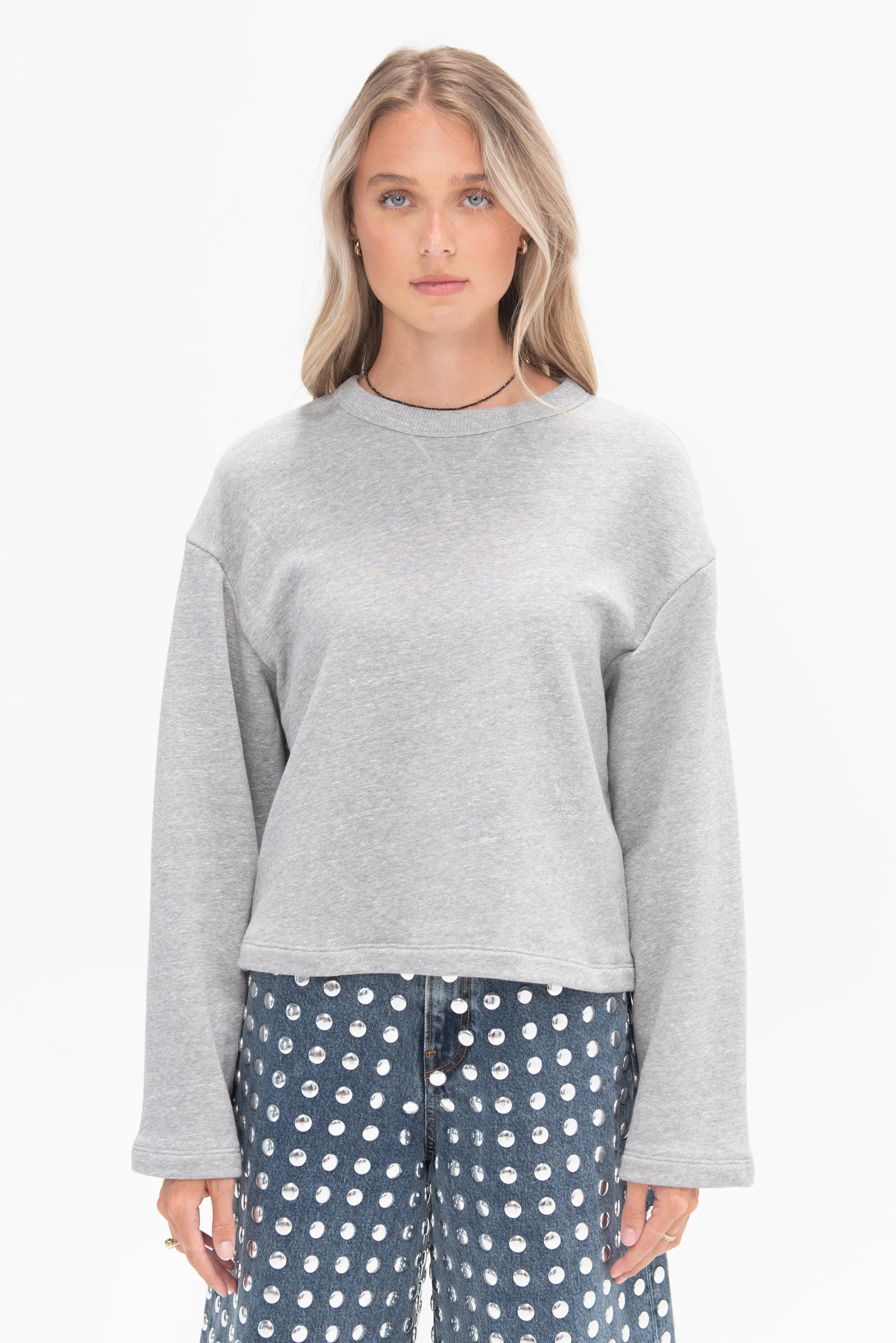 Short Sweatshirt, Light Grey Melange