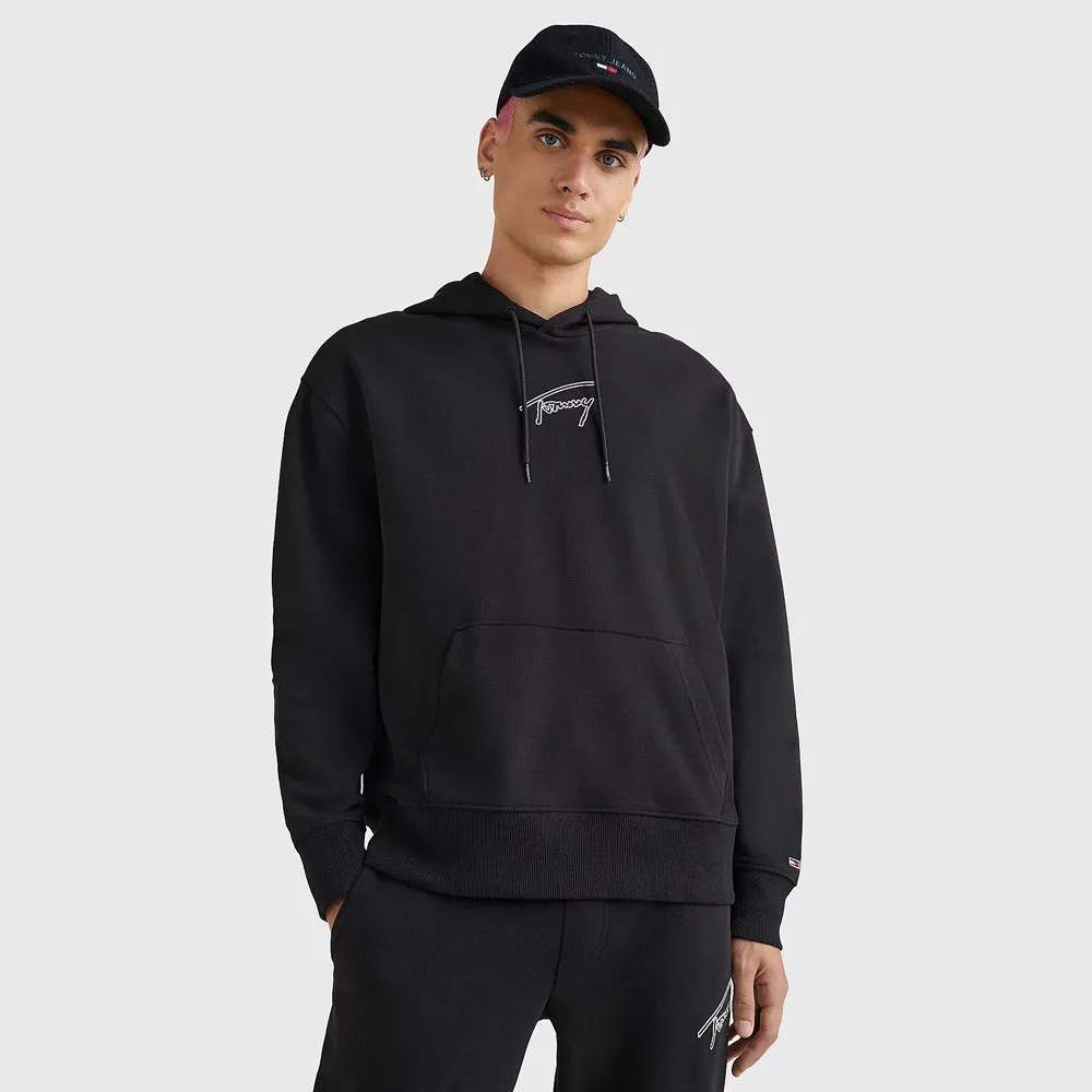 Signature Logo Relaxed Fit Hoodie - Black