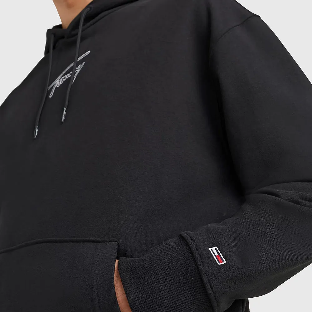 Signature Logo Relaxed Fit Hoodie - Black