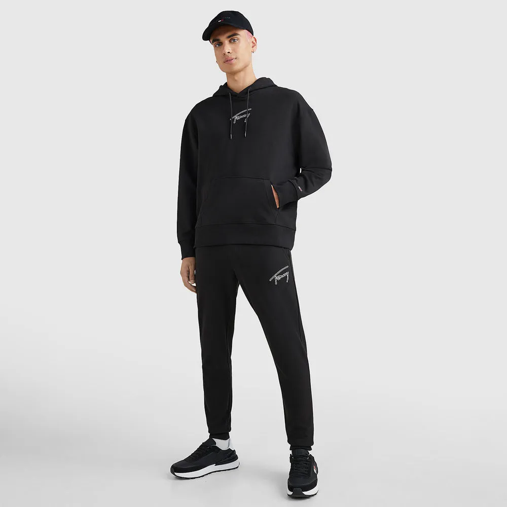 Signature Logo Relaxed Fit Hoodie - Black