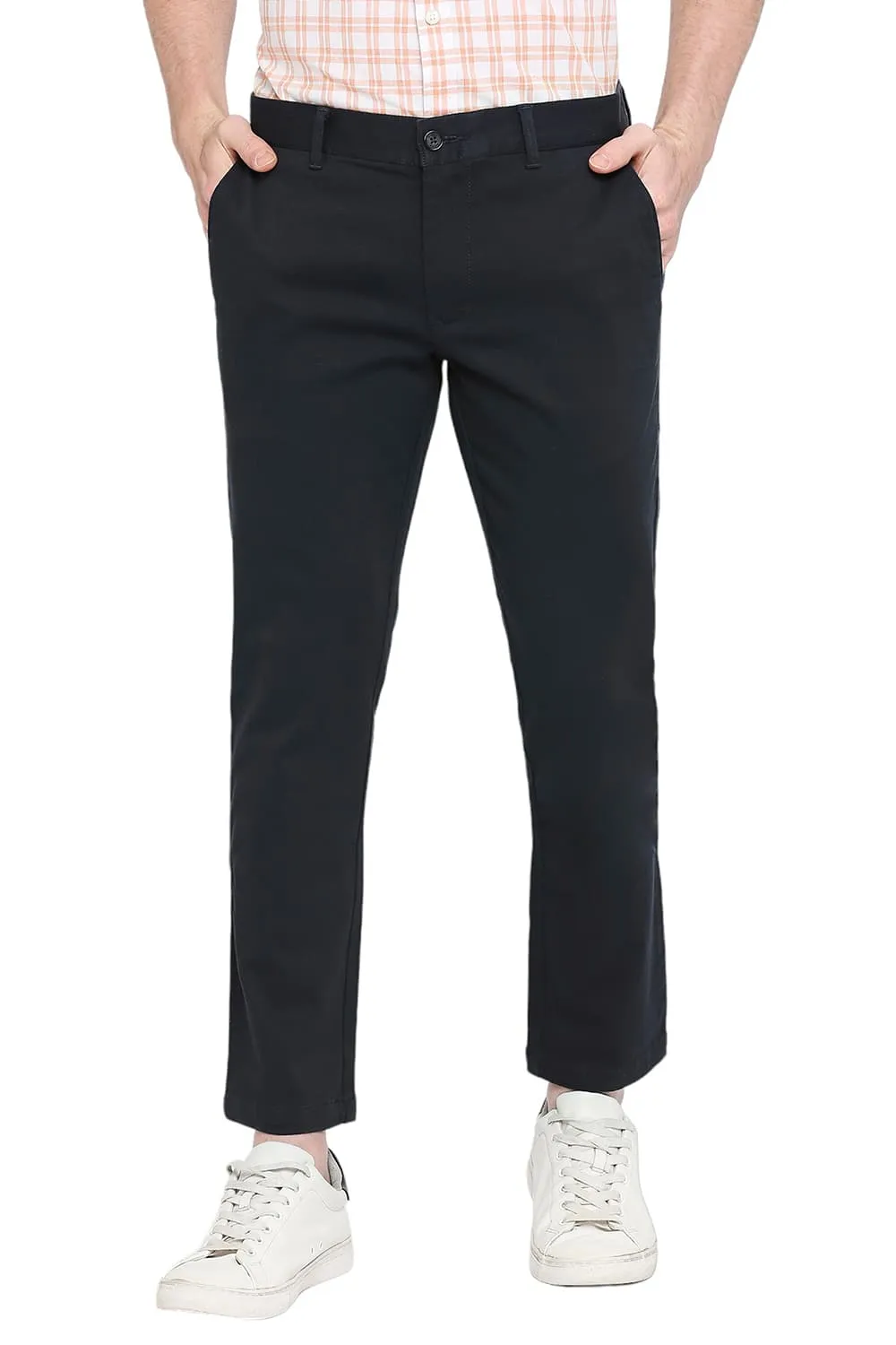 Tapered Fit Cotton Stretch Dobby Trousers