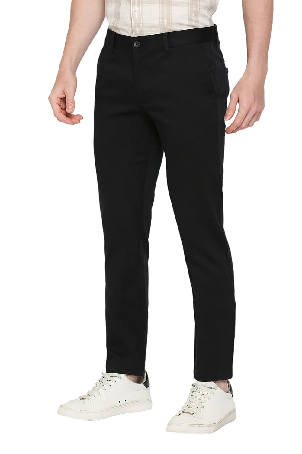 Tapered Fit Cotton Stretch Dobby Trousers